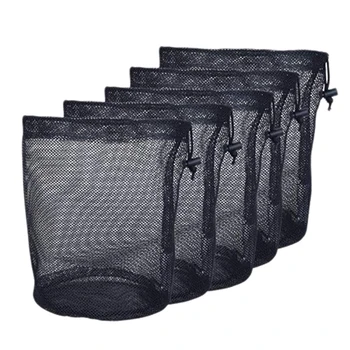 

5 PCS Durable Nylon Mesh Ditty Bag for with Drawstring Lock Closure Net Bag for Toys ,Balls