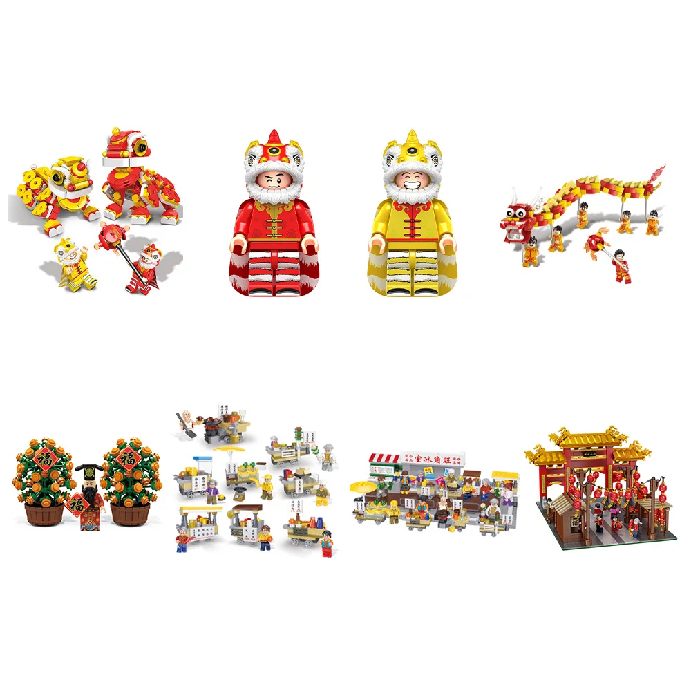 2020 New Chinese Street Old Hongkong Iceroom Blocks Model Educational Assembly Legoingly Building Bricks New Year Gift Kids Toys