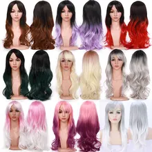 Snoilite длинные волнистые Омбре коричневый фиолетовый красный зеленый парик для косплея синтетические парики для женщин натуральные Повседневные Вечерние волосы парик для девочек