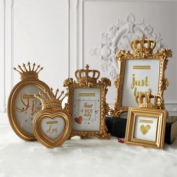 

1 Piece 5 Model Luxury Baroque Style Gold Crown Decor Creative Resin Picture Desktop Frame Photo Frame Gift for Friend