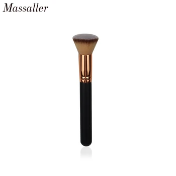 

Massaller Soft Nylon Hair Flat Contour Brush Black Wooden Handle Face Makeup Brushes Rose Gold Aluminum Tube Make Up Tool