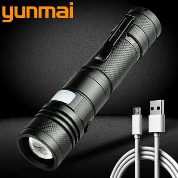 

XM-L2 U3 Micro USB Rechargeable LED Flashlight torch Zoomable 3 Modes switch Aluminum Lanterna and T6 flashlight Torch