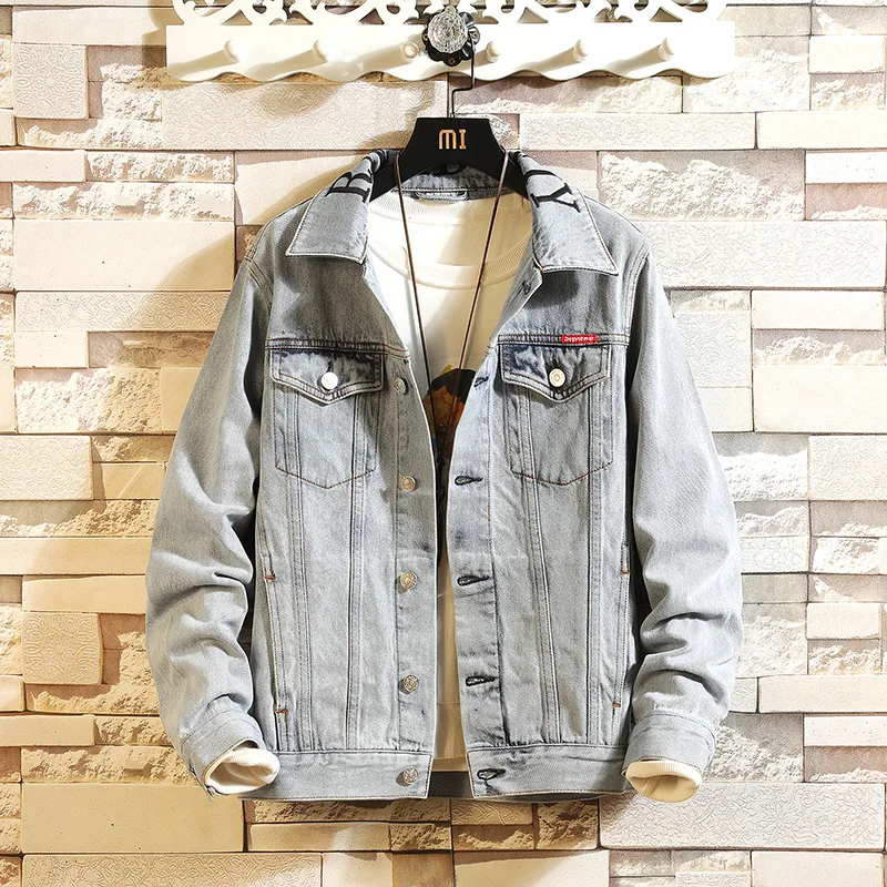 

2019 Autumn New Style Denim Jacket Men Korean-style Trend Slim Fit Fold-down Collar High Quality Cardigan Fashion Coat