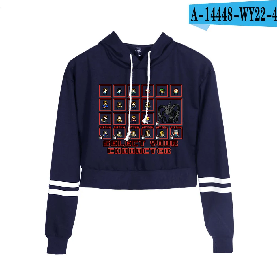 A14448-4 Горячая печать странные вещи Толстовка sweashirt укороченный топ рубашка Harajuku толстовка с капюшоном в стиле хип-хоп женская футболка Повседневная Толстовка Одежда - Цвет: A14448-4