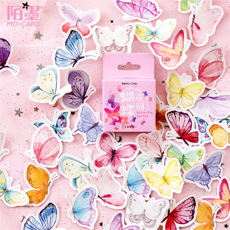 45pcs/box Lovely Butterfly Label Stickers Set Decorative Stationery Craft Stickers Scrapbooking Diy Diary Album Stick Label