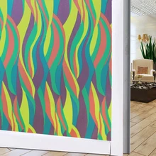 Цветная полоса, волнистая оконная наклейка, радужные цвета, декоративная оконная пленка, витражная стеклянная клейкая пленка, пленка для конфиденциальности, Raamfolie