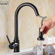 Выдвижной кухонный смеситель черный смеситель горячей и холодной воды Кухонная Раковина краны бортике одной ручкой смесители MLE89019