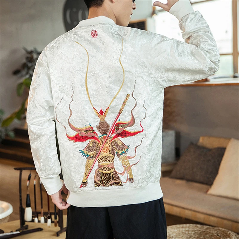 Аниме Crewneck Толстовка мужская вышивка в китайском стиле хлопковая толстовка