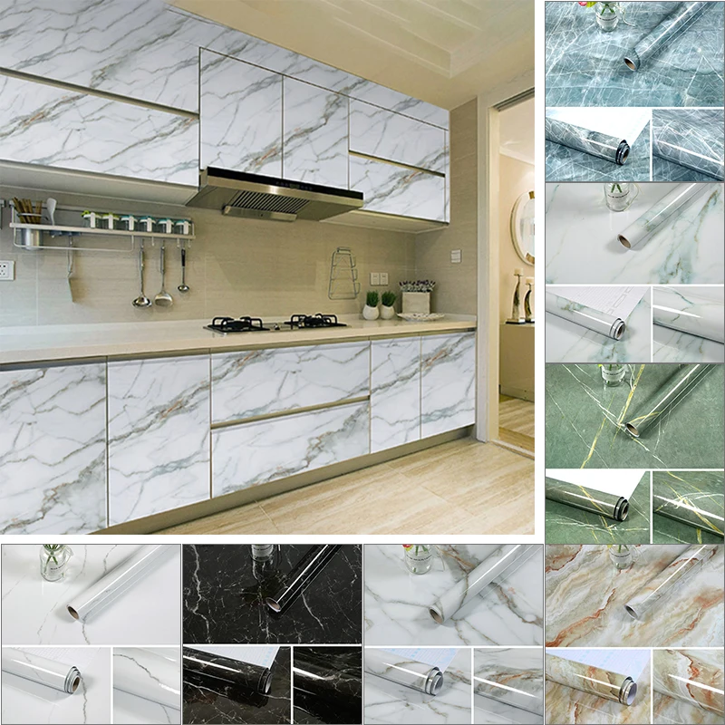 

3M/5M/10M Kitchen Marble Wallpaper PVC Wall Stickers Marble Countertop Stickers Bathroom Self Adhesive Waterproof Contact Paper