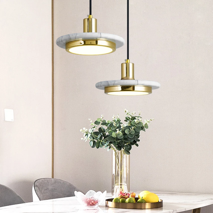 Nordic Marble Led Pendant Lights Postmodern Bedroom Bedside Hanglamp