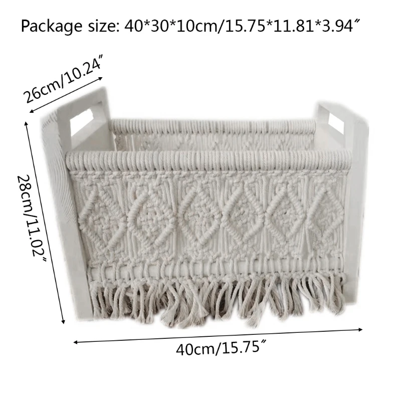 Newborn Posing Mini Bed Baby Photo Shooting Props Cotton Rope Weave Wooden Crib | Мать и ребенок