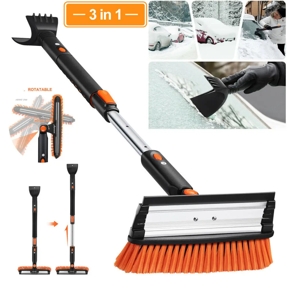 MOVTOTOP uzatılabilir buz kazıyıcı kar temizleme + fırça araba kamyon SUV için ön cam