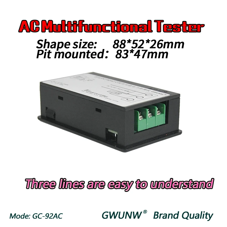 GWUNW GC92 AC Многофункциональный цифровой дисплей Электрический монитор мощности напряжение амперометр мощность Частотомер