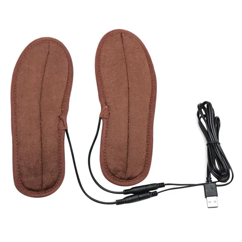 Унисекс, дышащие, милые, USB, с электрическим подогревом, стельки для ног, теплые, зимние, из углеродного волокна, для зарядки, дезодорирующие стельки - Цвет: Plus cashmere 41-42