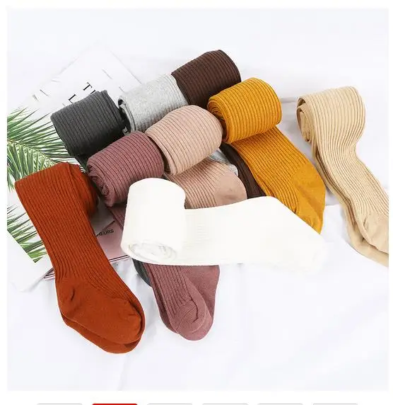 Baby Autumn Winter Tights Hot Baby Toddler Kid Girl Ribbed Stockings Cotton Warm Pantyhose Solid Candy Color Tight 0-4Years