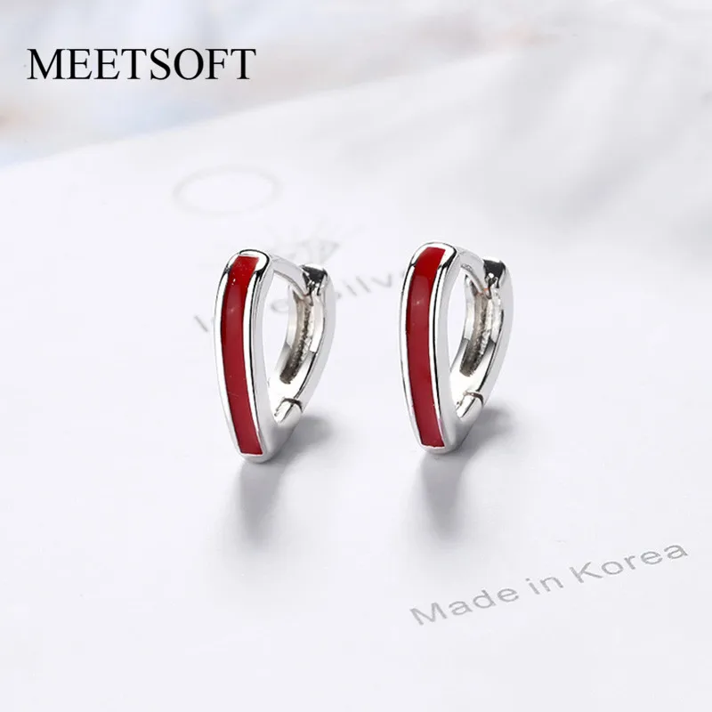Женские серьги кольца MEETSOFT из стерлингового серебра модные дизайнерские