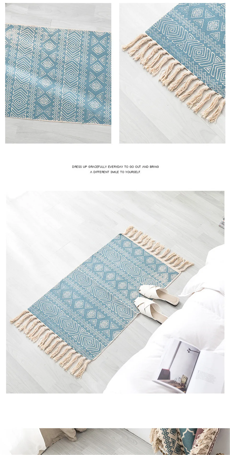 Вязаный турецкий ковер с кисточками для гостиной, килим, хлопок, ковер прямоугольной области, ковры ручной работы, богемная мандала, Флора