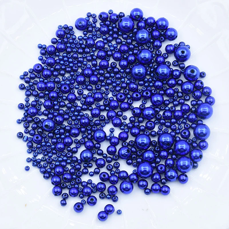 Royal blue 3-10 мм мульти размер опция около 20 г/лот случайная смесь цветов без отверстий жемчуг Круглые бусины для DIY ремесло украшение для альбома - Цвет: Royal blue