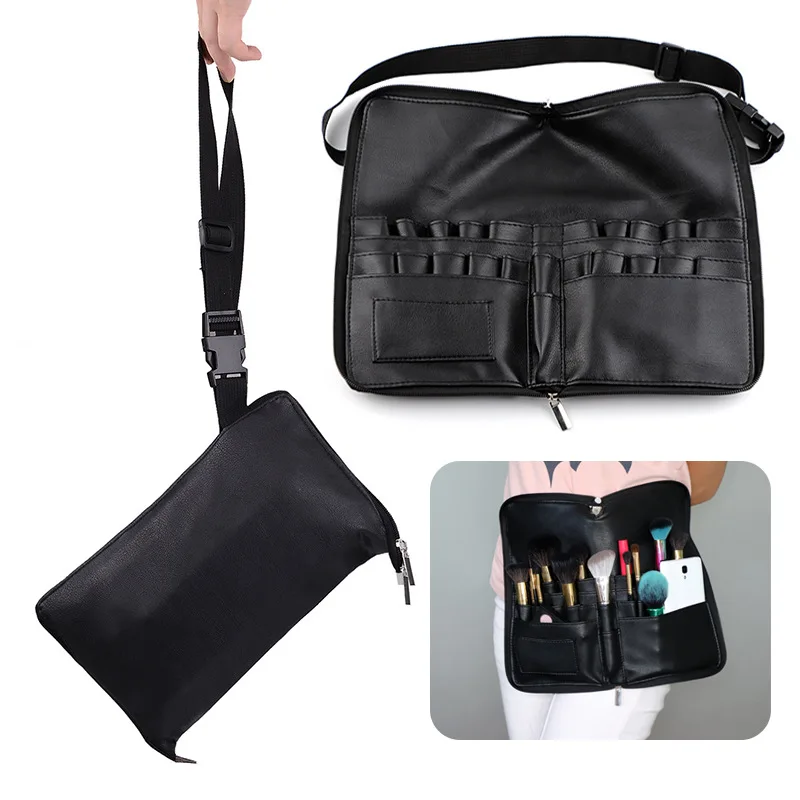 

Photo Studio Makeup Artist Dedicated Makeup Waist Bag Multi-Functional Makeup 24pcs Large Capacity PU Makeup Brush Empty Bag