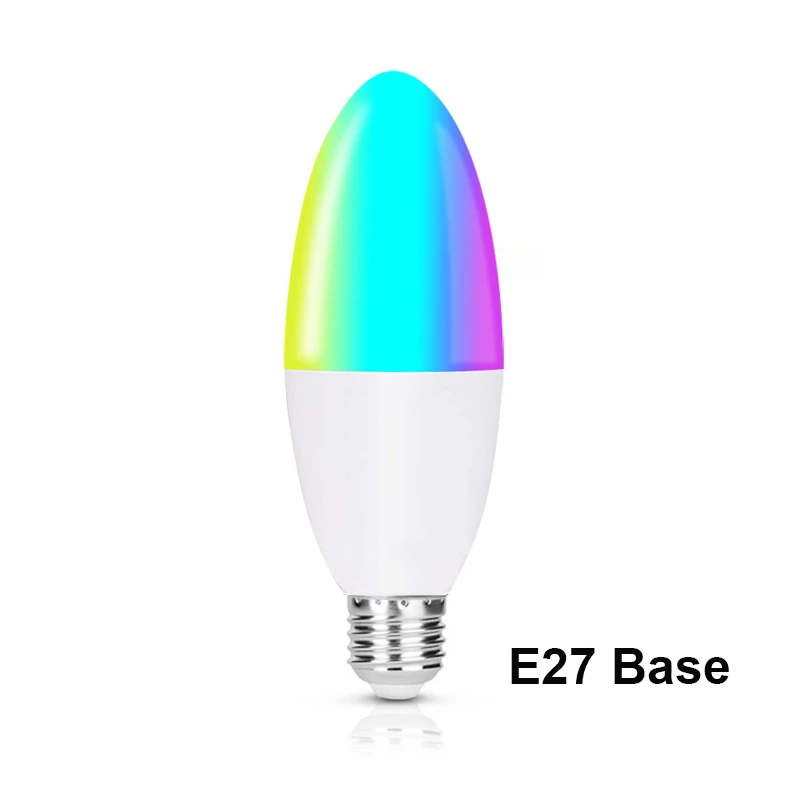 E27 Base E27 E14 B22 wifi-патрон, умный свет лампы свечи 6 Вт диммируемая многоцветная пробуждающая лампа Светодиодная лампа RGBW работает с Alexa Google Assistant - Испускаемый цвет: E27 Base