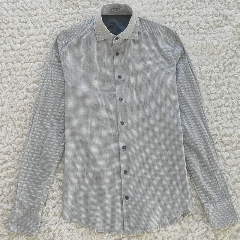 07266 Hombre Camisa Masculina, осенняя Хлопковая мужская рубашка с длинным рукавом, молодежные модные повседневные рубашки в полоску, Camisas, мужская рубашка, мужская одежда - Цвет: 07266