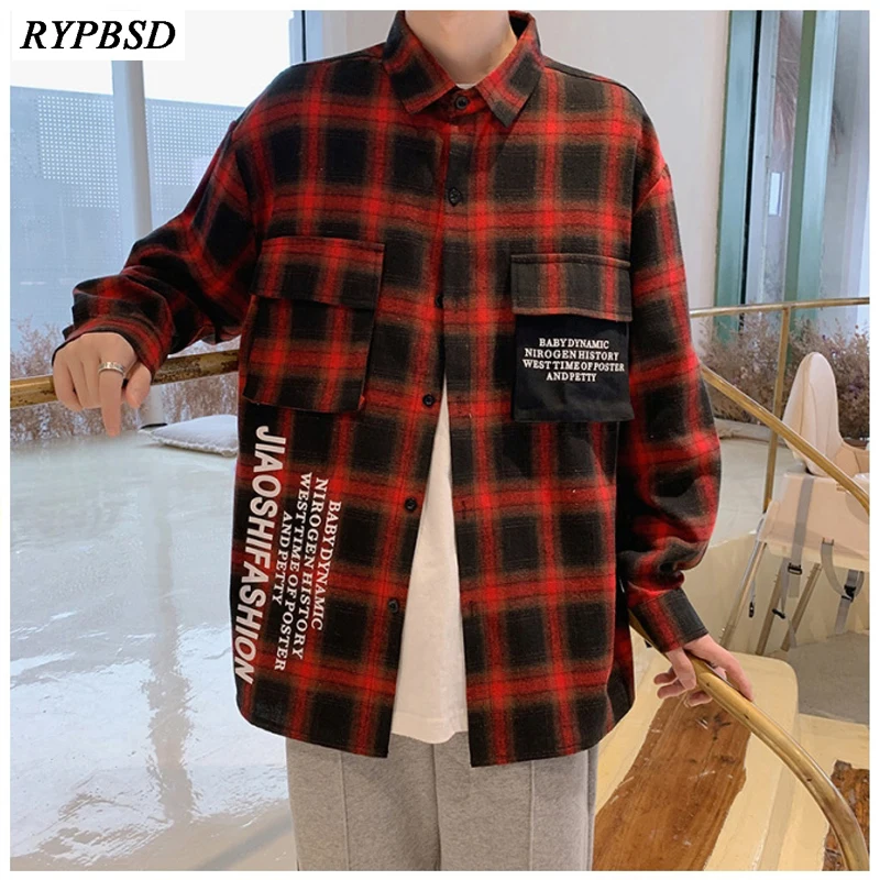 Рубашка мужская клетчатая с длинным рукавом модная брендовая Повседневная