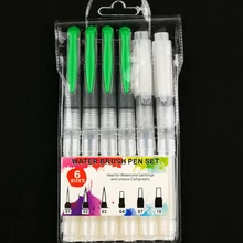 YDNZC 6 шт., 1 набор, портативные маркеры, кисть для красок, суперпрочный водный цвет, мягкая кисть, ручка для школы, начинающих, краски, товары для рукоделия