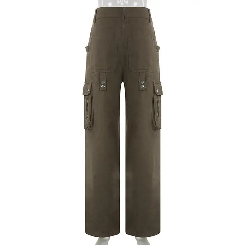 Laço-up Jeans Estética Retro Solto Macacão Alta Streetwear Coreano Calças Esportivas Femininas Cintura Básica Casual I2b2 6 Laço-up jeans estética retro solto macacão alta