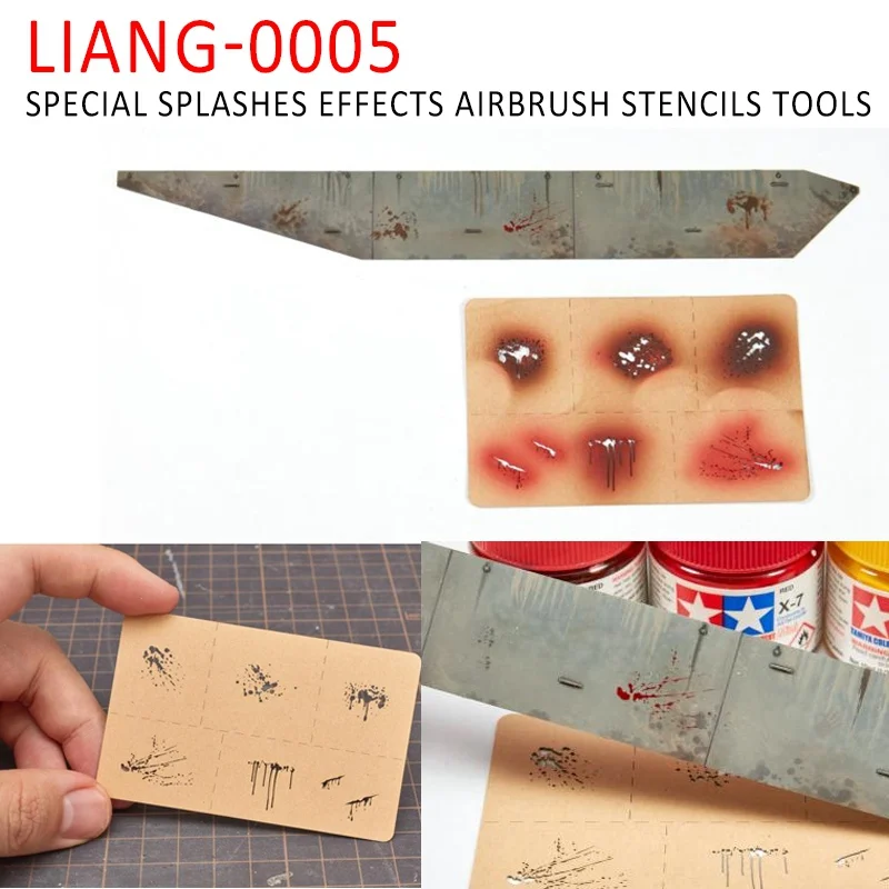 

LIANG-0005 Special Splashes Effects Airbrush Stencils Tools for 1/35 1/48 Model