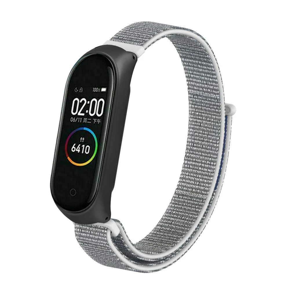White Black Смарт часы браслет нейлоновый ремешок для Xiaomi mi Band 3 4 mi Band 4 3 ремешок браслет из нержавеющей стали ремешок - Цвет ремешка: White Black