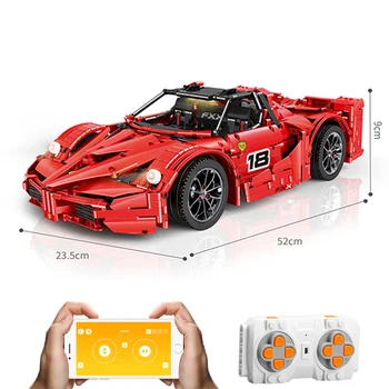 

APP RC Motorized Technic Motor Function Car 1:8 Red Ferraried MOC-5889 FXX F40 Enzo Racing Sport Car Building Blocks Bricks Toys
