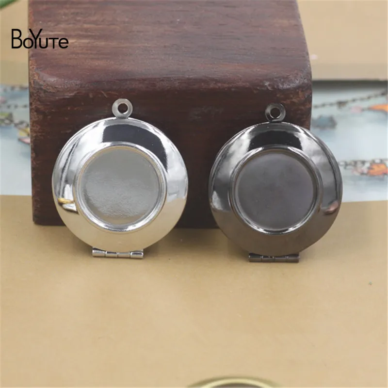 BoYuTe 10Pcs 7 Colors Plated Metal Copper Round 16MM Cabochon Locket Classic Design Plain Photo Locket Pendant Diy (6)