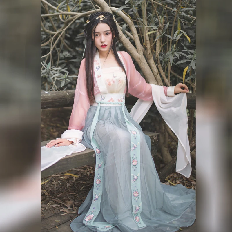 Новинка традиционное китайское сказочное платье Hanfu розовый костюм для
