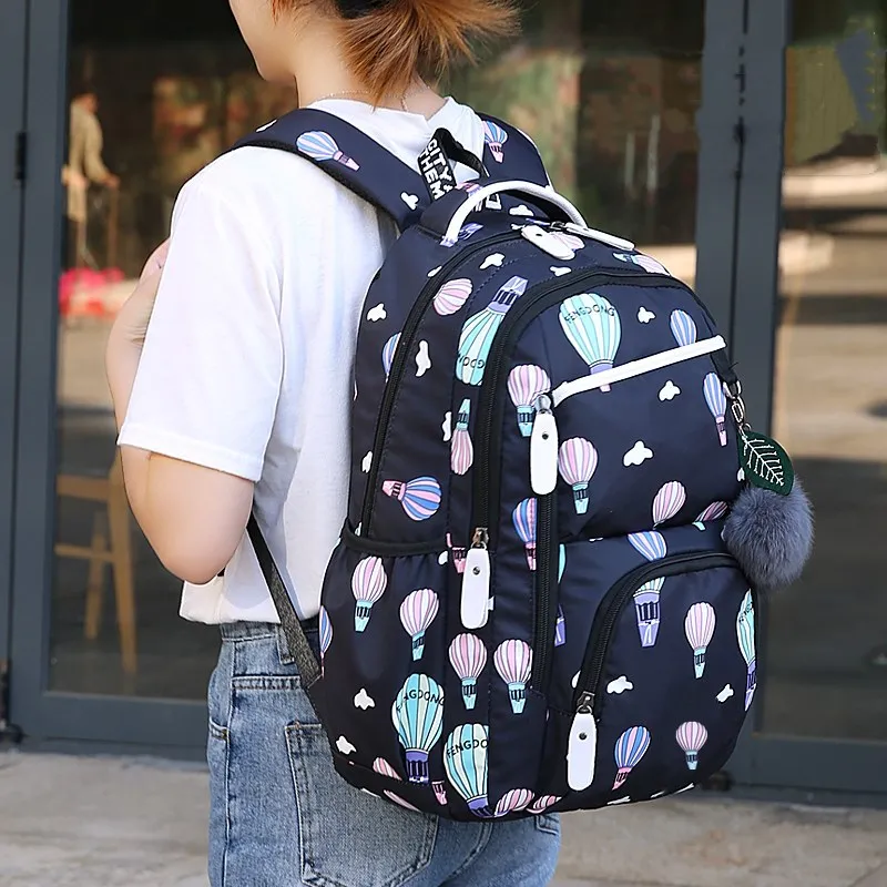 Fengdong cute backpack waterprof nylon school backpack for children school bags for girls child bookbag female flower backpack 2