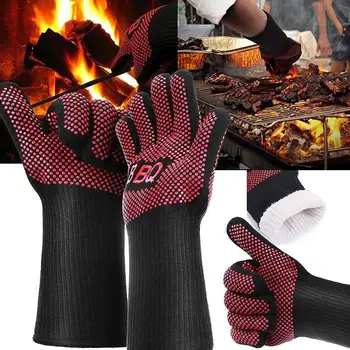 

BBQ Gloves Durable Cotton Silicone Baking Glove Home Kitchen Tool Restaurant High Temperature Resistance Outdoor Grilled Meat