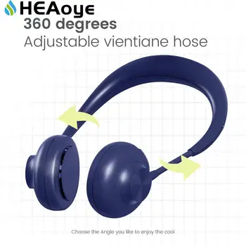 

Bladeless Hands-free Neck Band Hands-Free Hanging USB Rechargeable Dual Neck Fans Mini Fan Air Cooler Summer Portable 2000mA