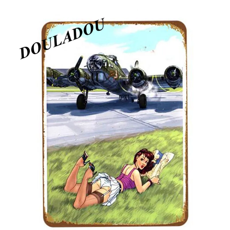 [Douladou] Горячая Девушка матч машина Винтаж металлическая жестяная вывеска Ретро табличка Плакат Бар Паб Женская тарелка украшение стены 30*20 см