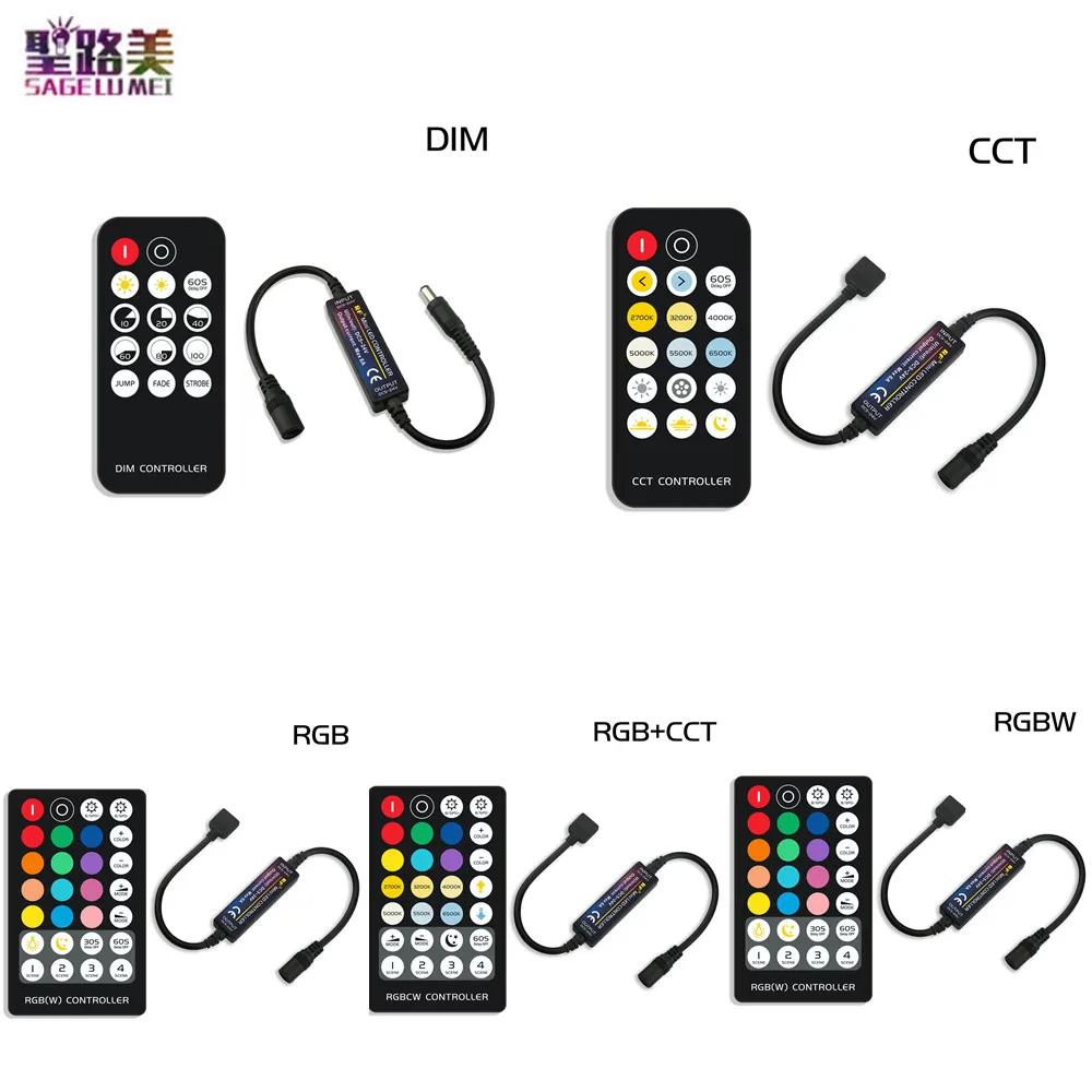DC5V-24V 12V RF Wireless Remote 14/17/21/28Key LED Light Strip Controller For Single Color/CCT/RGB/RGBW/RGB+CCT Tape Ribbon | Освещение