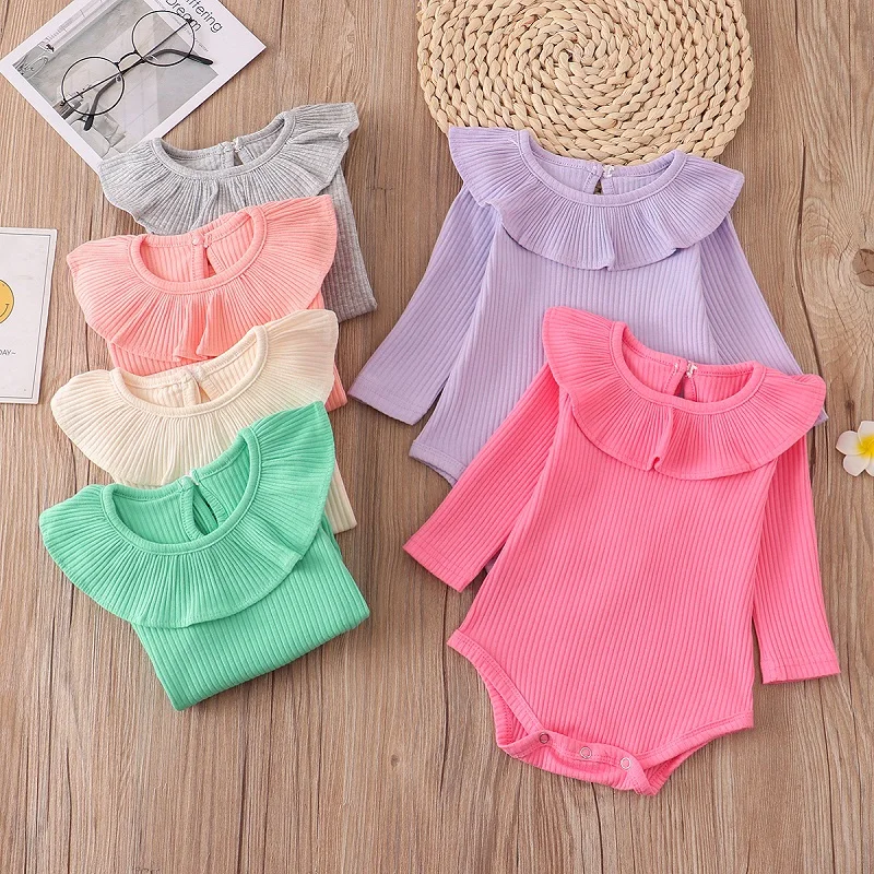 Newborn Infant Baby Rompers 0-2Y 2022 Spring Summer Candy Ruffles Jumpsuit New born Boy Girl Clothes Outfits | Детская одежда и
