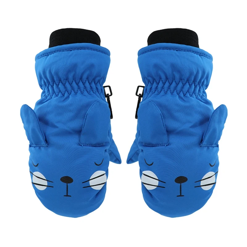 Ветрозащитные водонепроницаемые детские лыжные перчатки плюс бархатные Утепленные перчатки для сноуборда для мальчиков и девочек Нескользящие Детские Зимние варежки детские варежки
