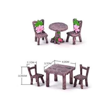 

Miniature Resin Table and Chair Decoration Set for Garden Dollhouses Accessories Micro Landscape Decoration J99Store