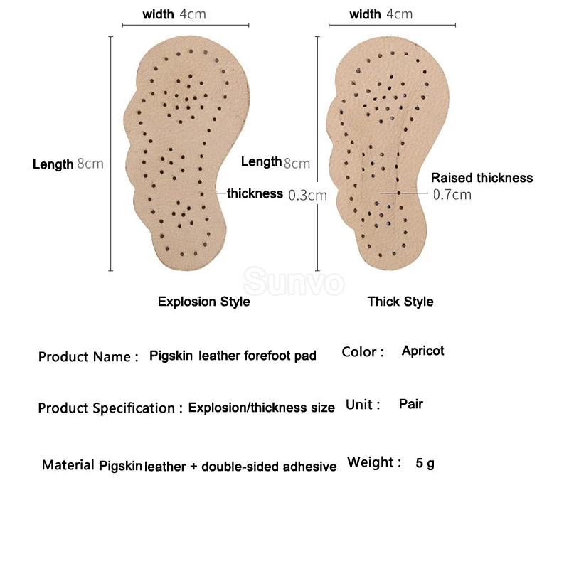 Sunvo Premium Leather Non-slip Insoles Sandals Sticker High Heel Shoes Women Foot Self-adhesive Patch Cushion Forefoot Gel Pads