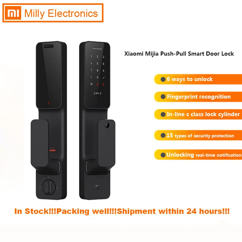 Xiaomi Mijia двухтактный умный дверной замок с датчиком отпечатков пальцев Passpord NFC Bluetooth разблокировка приложение управление Интеллектуальная связь