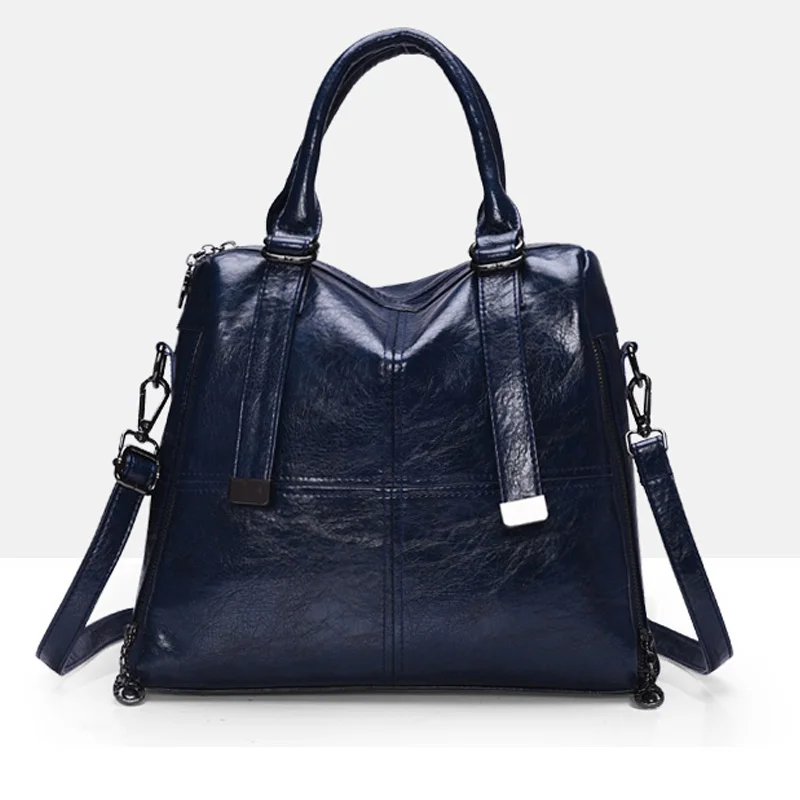 Роскошные сумки, женские сумки, дизайнерская сумка, известный бренд, масло, воск, кожа, на плечо, сумки-мессенджеры для женщин, ручная сумка - Цвет: blue