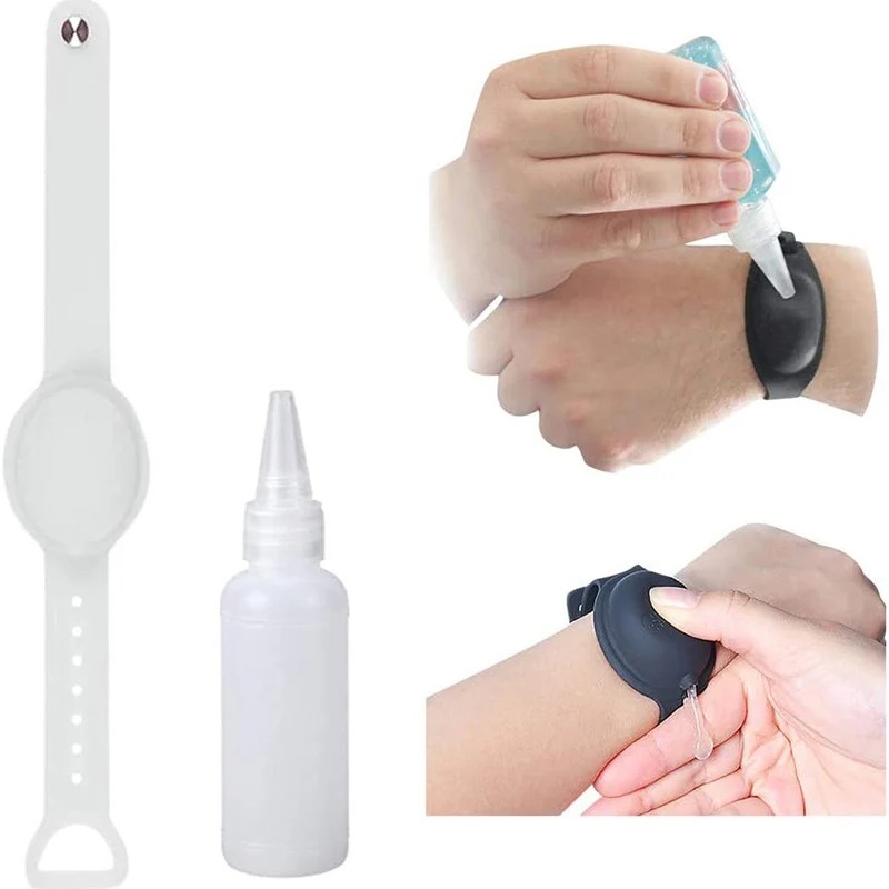 

10pcs Wristband Hand Dispenser Hand Sanitizer Dispensing Gel Wearable Refillable Dispenser Pumps Wristbands Hand Band Wrist