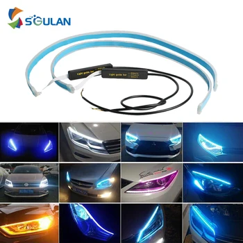 

2X Car LED Light strip canbus waterproof Blue Red DRL Daytime Running Turn signal lights Strip 12V Headlight Diode Lamp for car