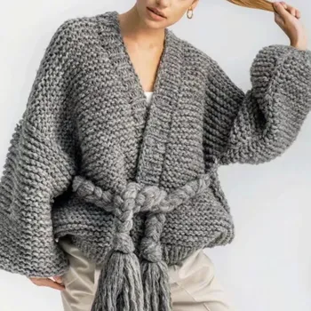 

Autumn Winter Knitted Casual Sweaters Fashion Solid Female Sweaters Cardigans Loose V Neck Sweaters