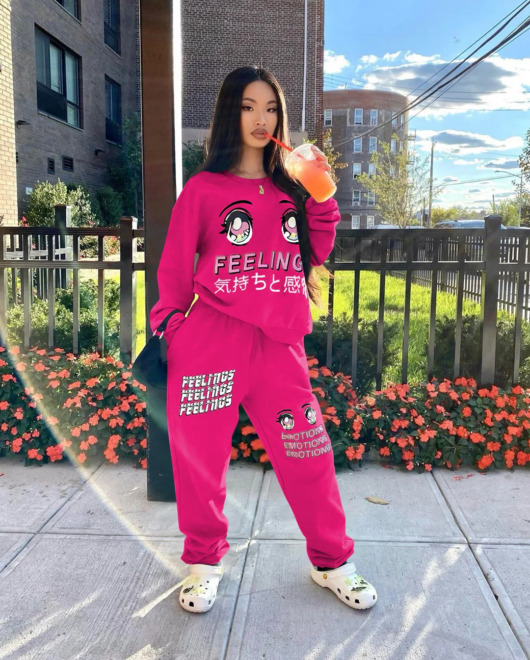 

Chocomist Two-piece Casual Fashion Comics Print Women Pant Set 6476