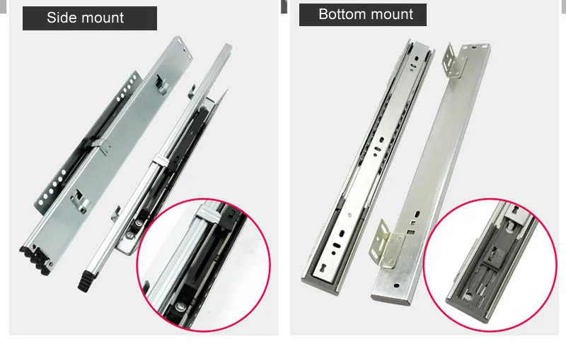 thumbnail image 2 of 450mm Drawer Slide Rails 2-Pack - 17mm Ball Bearing Slides For Kitchen Cabinets & Furniture 2 of 11