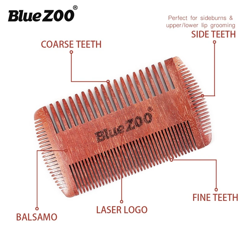 Bluezoo деревянная расческа для бороды, Антистатическая деревянная карманная расческа, мелкая и крупная расческа для волос бороды, усов, бороды, расческа для волос коричневого цвета